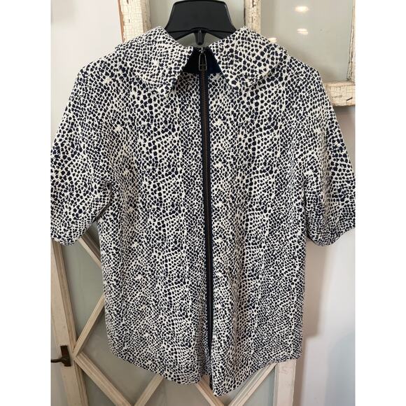 Hilton Hollis size medium navy & white heavy zip back top with pockets - Picture 3 of 4